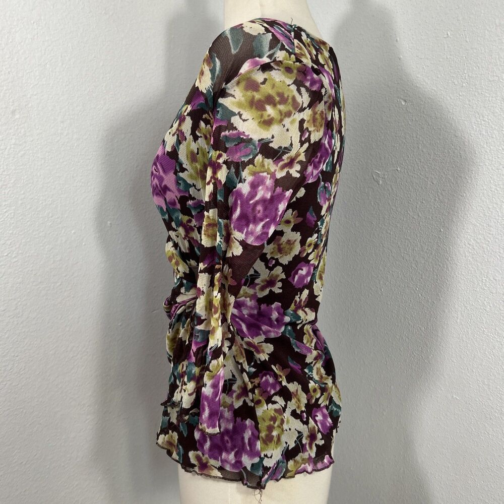 BCBG Maxazria Top Women S Multi‎ Floral Overlay Mesh Fairycoe Grunge Y2K - Picture 2 of 8